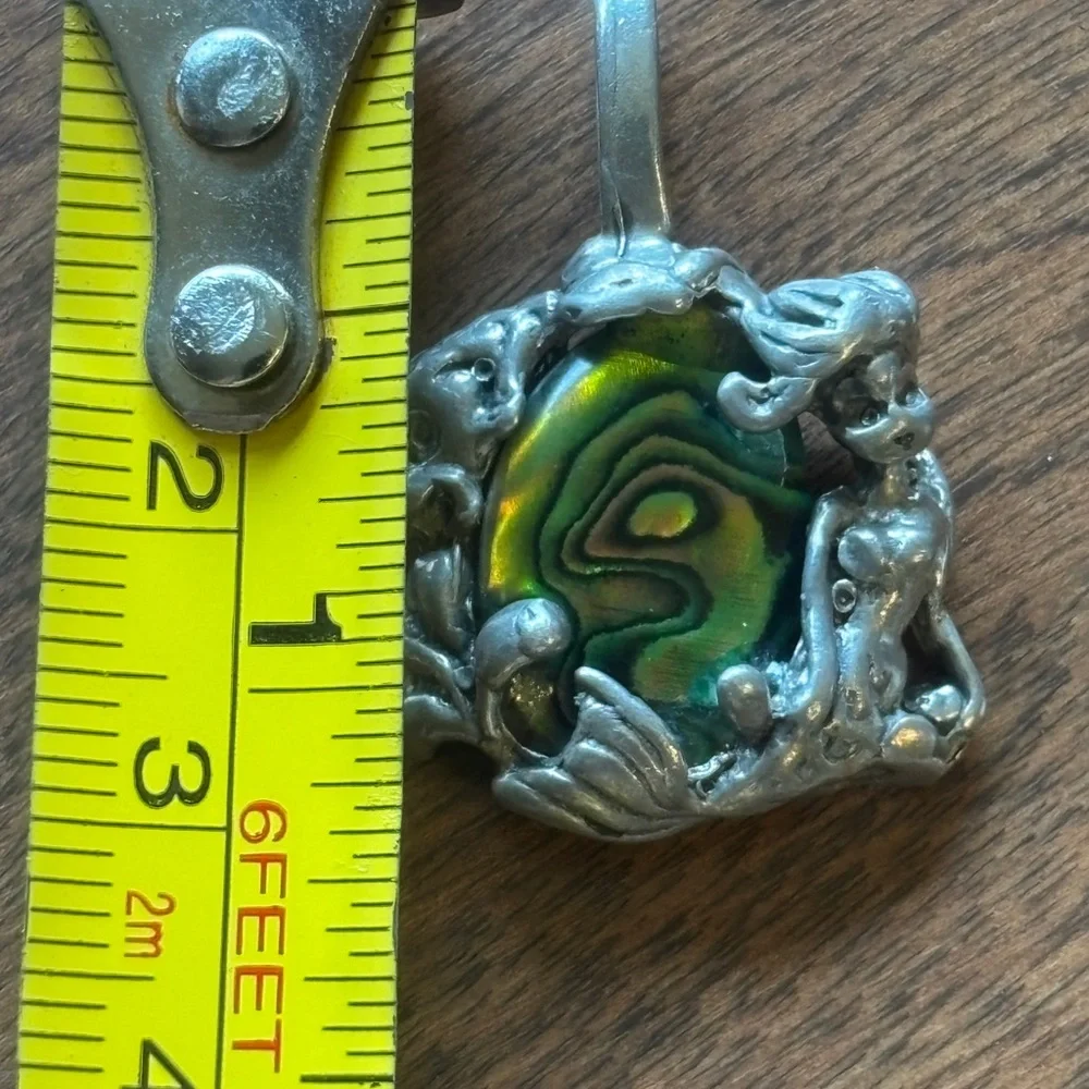 Vintage CYVRA alone mermaid and fish sterling pendant